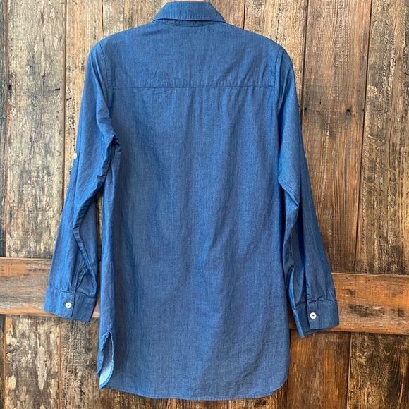 Tommy Bahama XS Blue Denim Chambray Button Down Relaxed Tunic Shirt - Picture 2 of 8